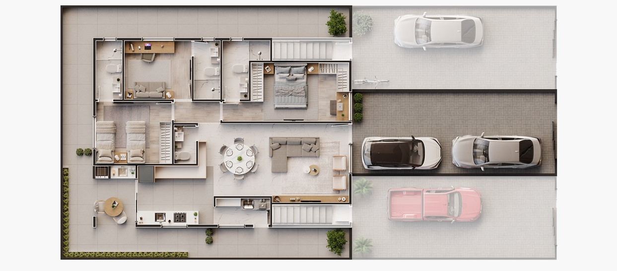 3 suítes, Espaço gourmet ,2 vagas de garagem, Sala com 2 ambientes e Lavabo